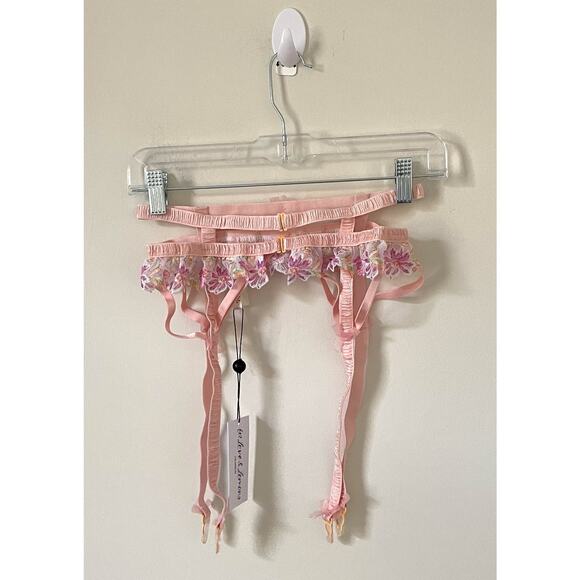 For Love & Lemons Floral Lace Garter Belt Pink Size Small NEW - Picture 6 of 11